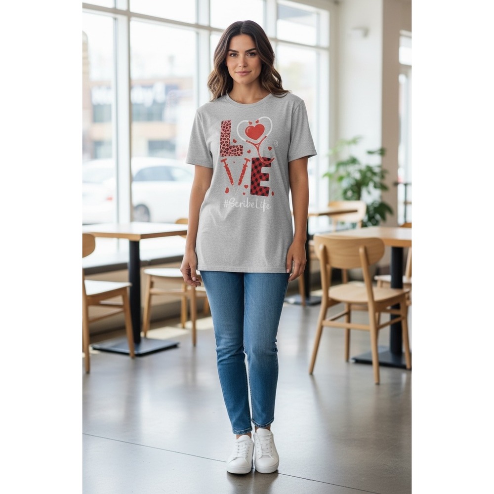 Delta Pro Weight LOVE Stethoscope‎ Syringes Plaid Graphic Scribe Life T Shirt 3X
